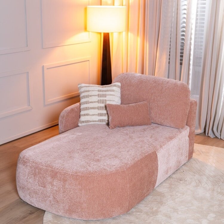 Chaise longue Vienna chenille rose gauche