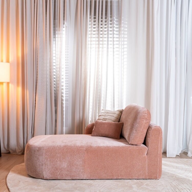 Chaise longue Vienna chenille rose gauche