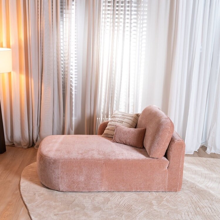 Chaise longue Vienna chenille rose gauche