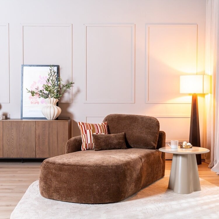 Chaise longue Vienna chenille chocolate brown gauche