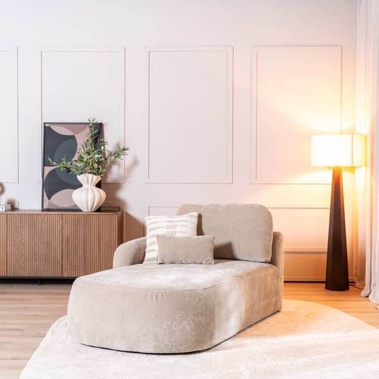 Chaise longue Vienna chenille taupe gauche