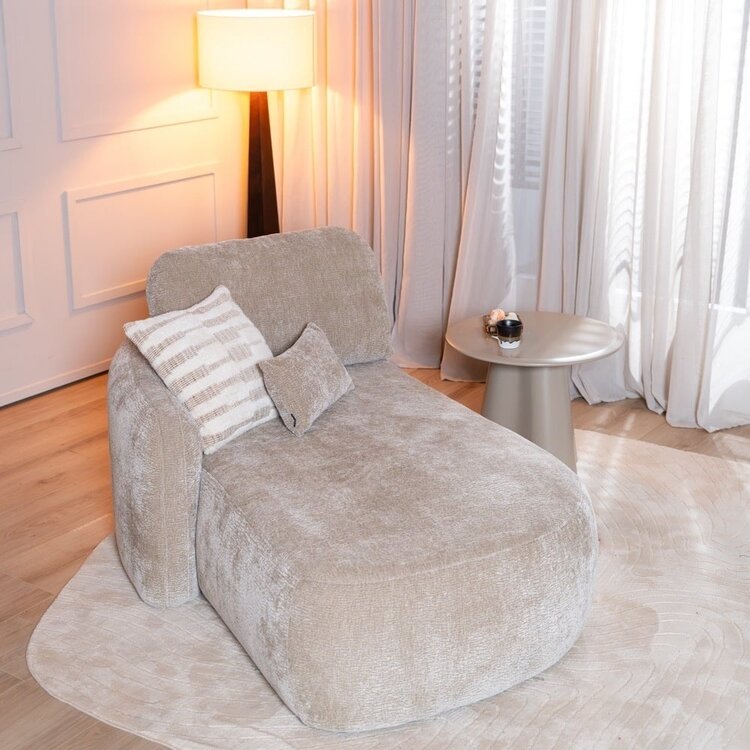 Chaise longue Vienna chenille taupe gauche