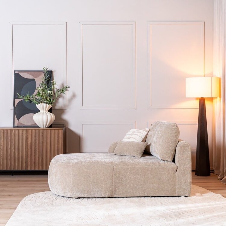 Chaise longue Vienna chenille taupe gauche