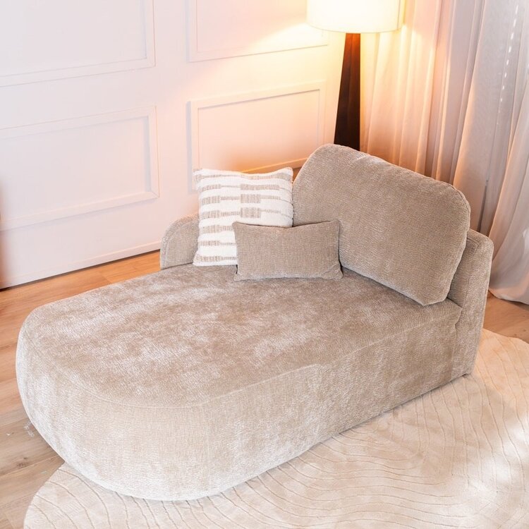 Chaise longue Vienna chenille taupe gauche