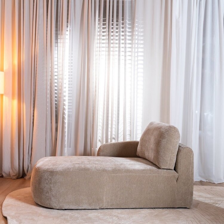 Chaise longue Vienna chenille taupe gauche