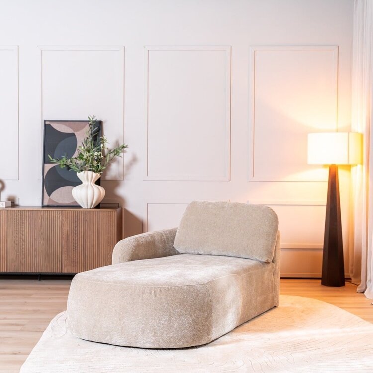 Chaise longue Vienna chenille taupe gauche