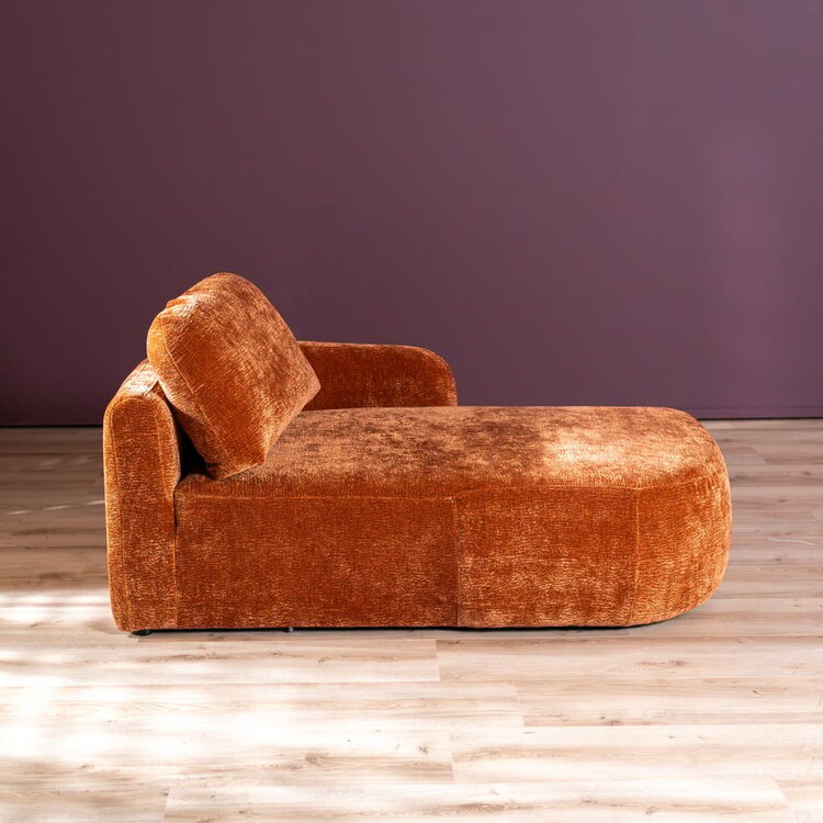 Chaise longue Vienna chenille terracotta droit