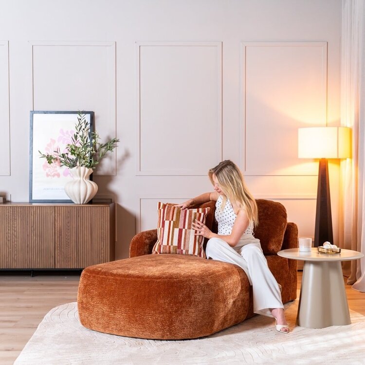 Chaise longue Vienna chenille terracotta gauche