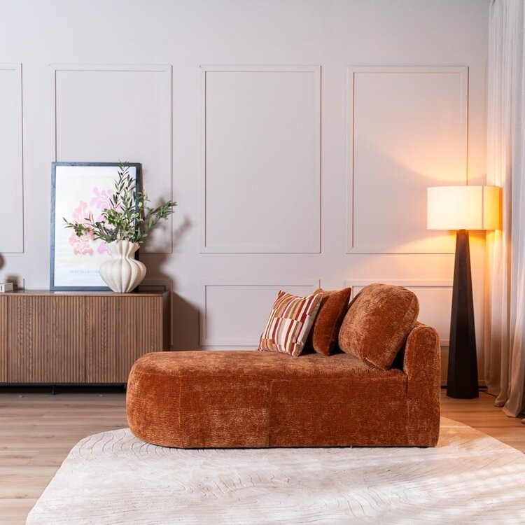 Chaise longue Vienna chenille terracotta gauche