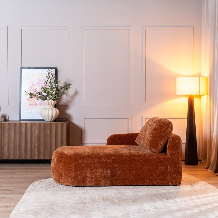 Chaise longue Vienna chenille terracotta gauche