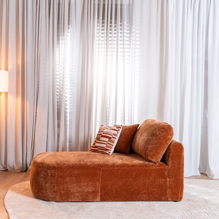 Chaise longue Vienna chenille terracotta gauche