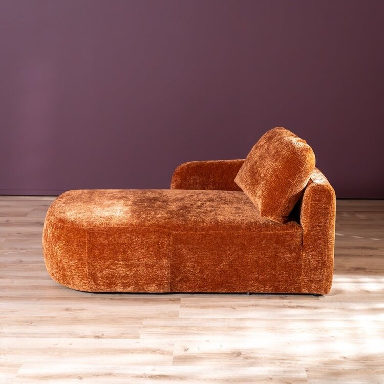 Chaise longue Vienna chenille terracotta gauche