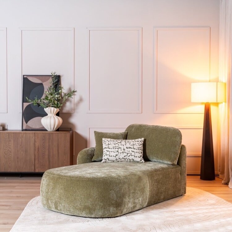 Chaise longue Vienna chenille vert gauche