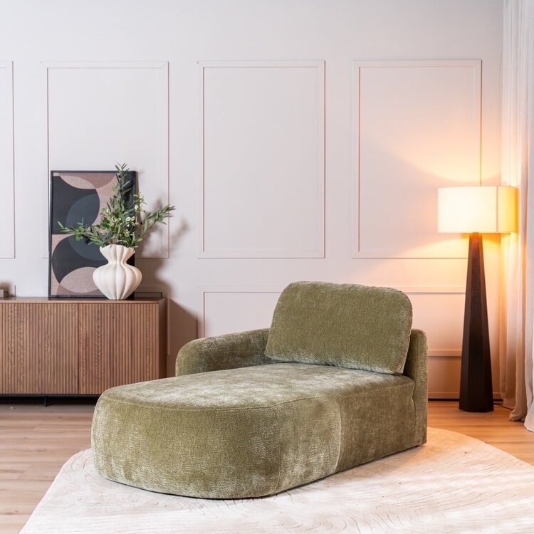 Chaise longue Vienna chenille vert gauche