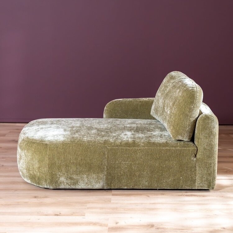 Chaise longue Vienna chenille vert gauche