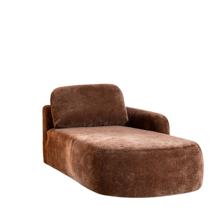 Chaise longue Vienna chenille chocolate brown droit