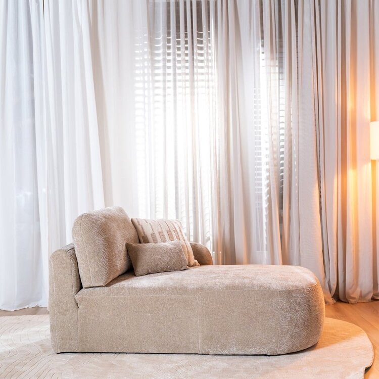 Chaise longue Vienna chenille taupe droit