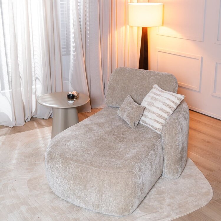 Chaise longue Vienna chenille taupe droit