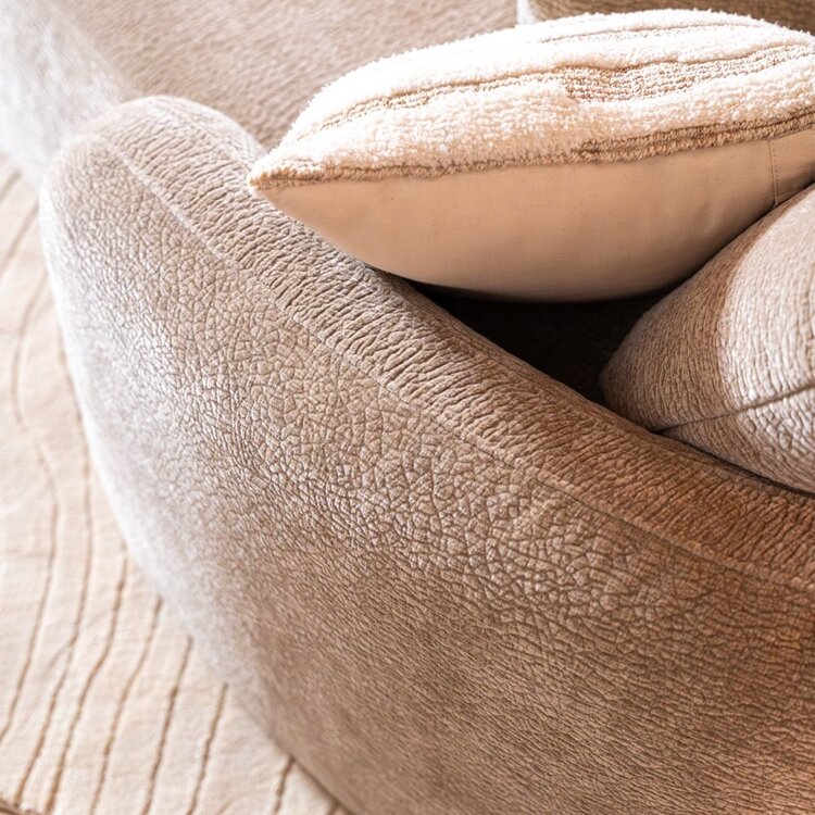 Chaise longue Vienna chenille taupe droit