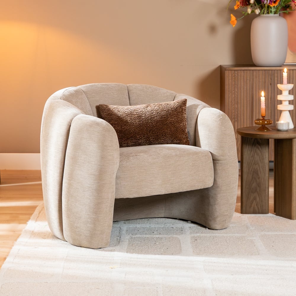 Fauteuil Lois velours beige
