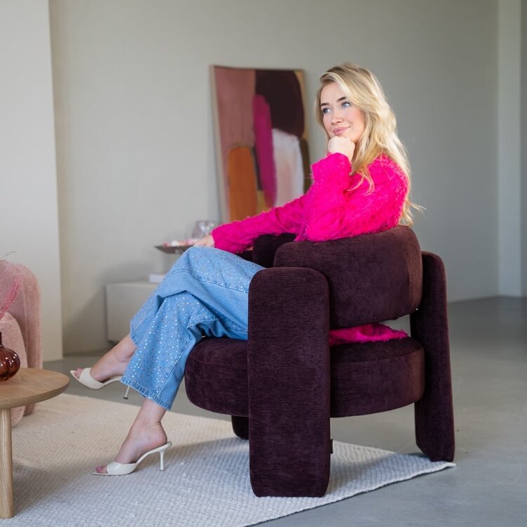 Fauteuil Jolie velours violet