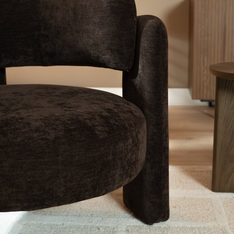 Fauteuil Jolie velours brun