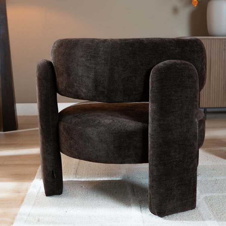 Fauteuil Jolie velours brun