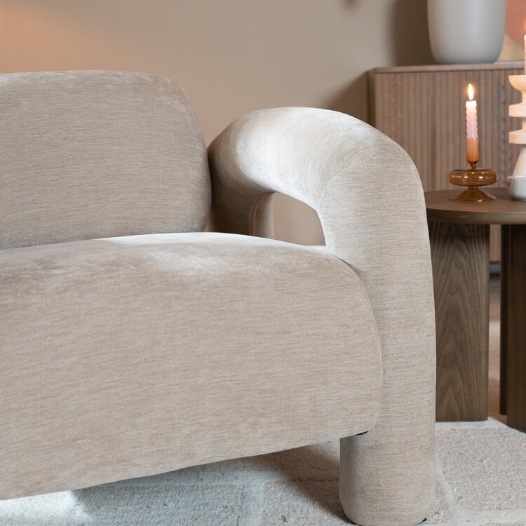 Fauteuil Tess velours beige
