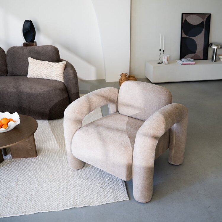 Fauteuil Tess velours beige