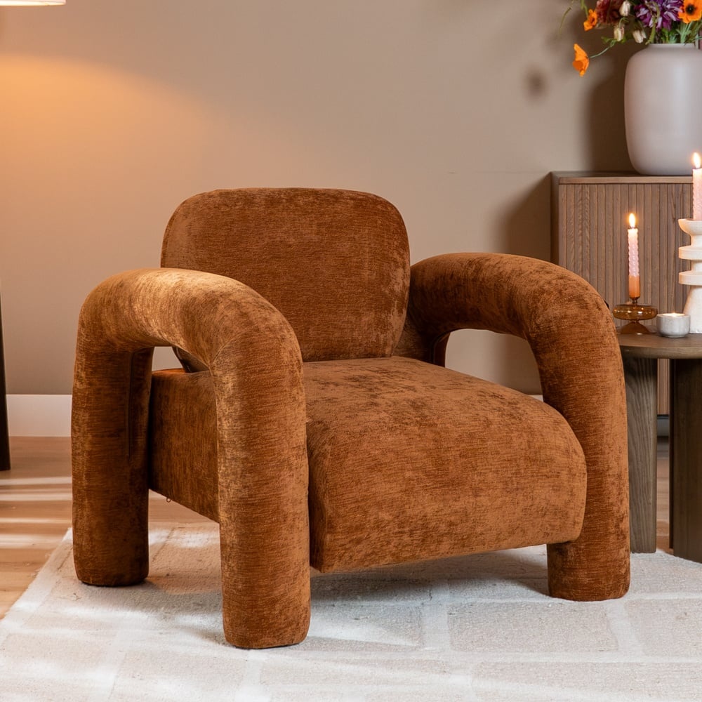 Fauteuil Tess velours ocre