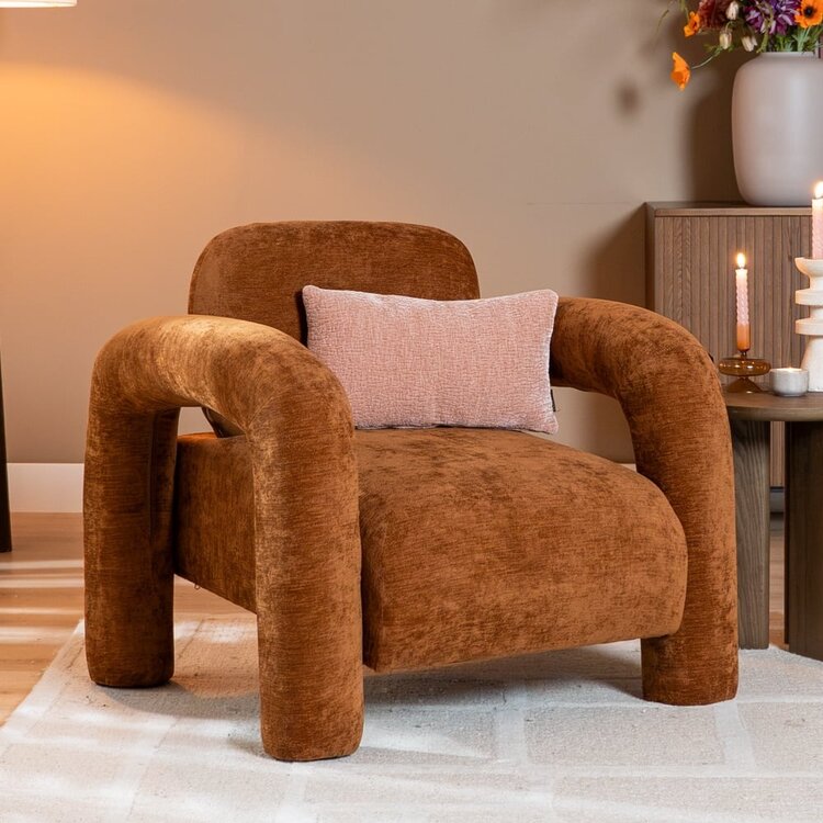 Fauteuil Tess velours ocre