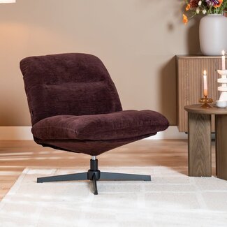 Fauteuil Sara pivotant velours violet
