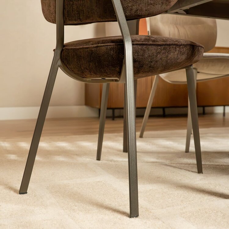 Chaise de salle à manger Rosa velours brun