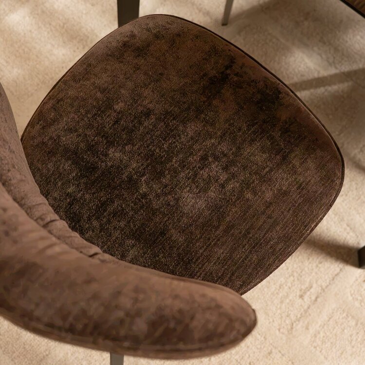 Chaise de salle à manger Rosa velours brun