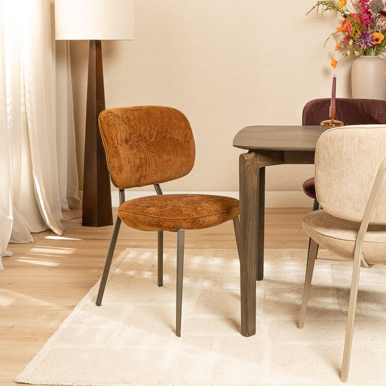 Chaise de salle à manger Rosa velours ocre
