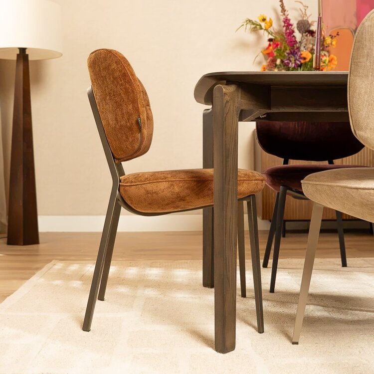 Chaise de salle à manger Rosa velours ocre