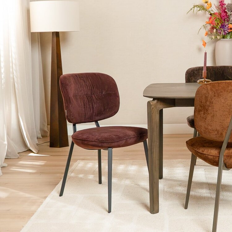 Chaise de salle à manger Rosa velours violet