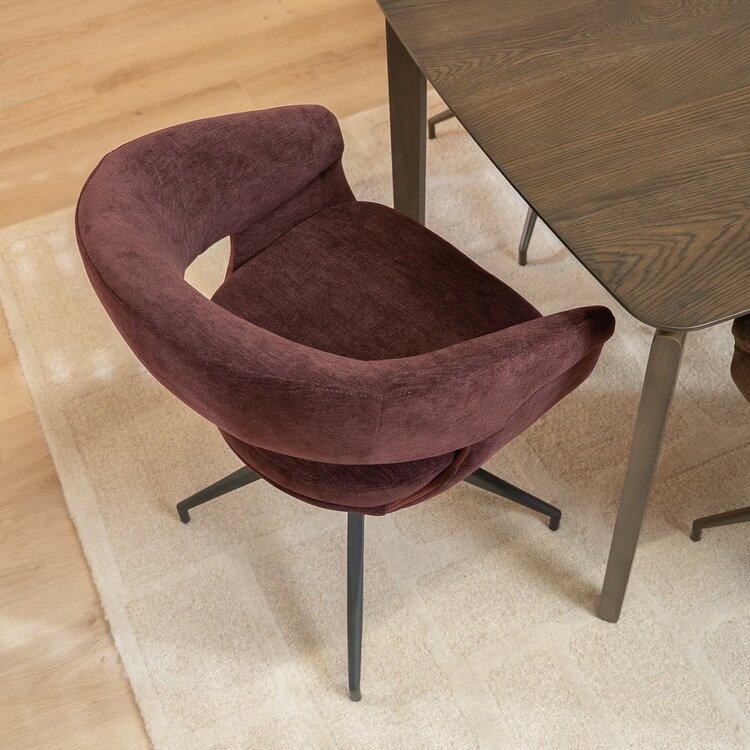 Chaise de salle à manger Suzie pivotante velours violet