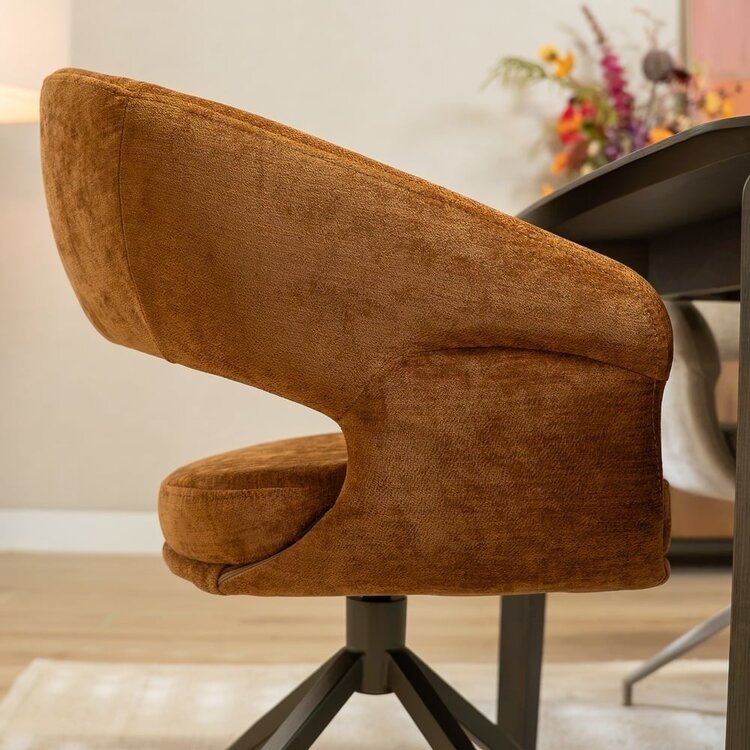 Chaise de salle à manger Suzie pivotante velours ocre