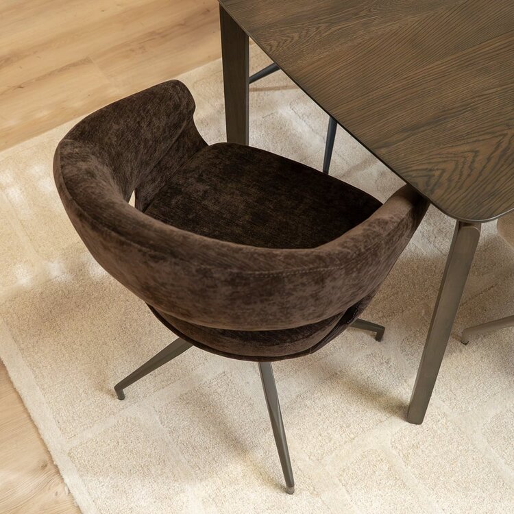 Chaise de salle à manger Suzie pivotante velours brun