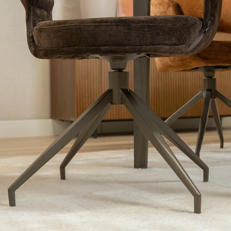 Chaise de salle à manger Suzie pivotante velours brun