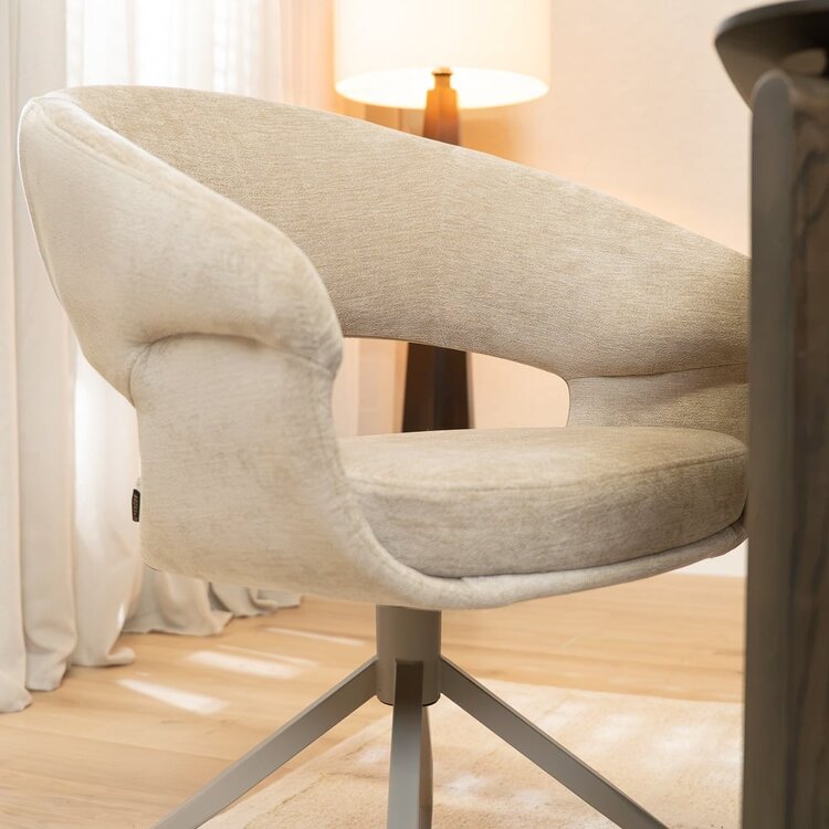 Chaise de salle à manger Suzie pivotante velours beige