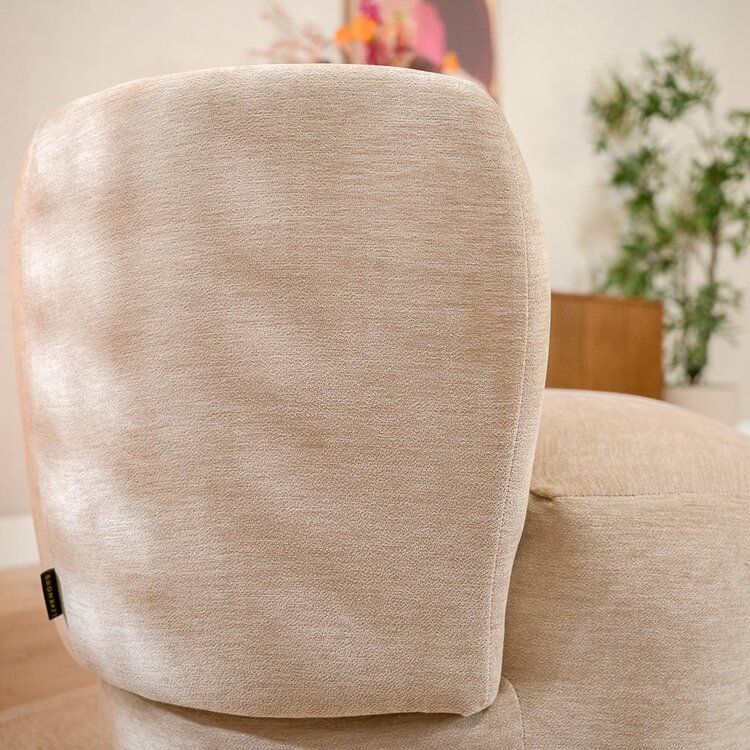 Fauteuil avec pouf Emma velours beige