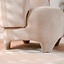 Fauteuil avec pouf Emma velours beige