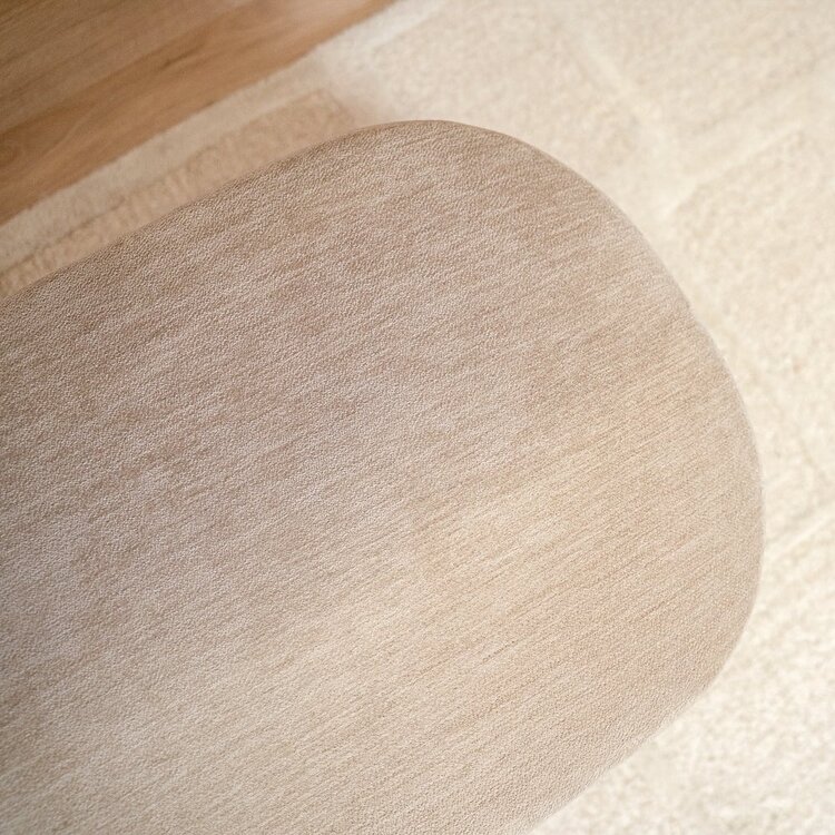 Fauteuil avec pouf Emma velours beige