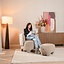 Fauteuil avec pouf Emma velours beige