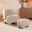 Fauteuil avec pouf Emma velours beige