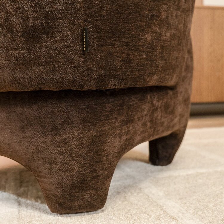 Fauteuil avec pouf Emma velours brun
