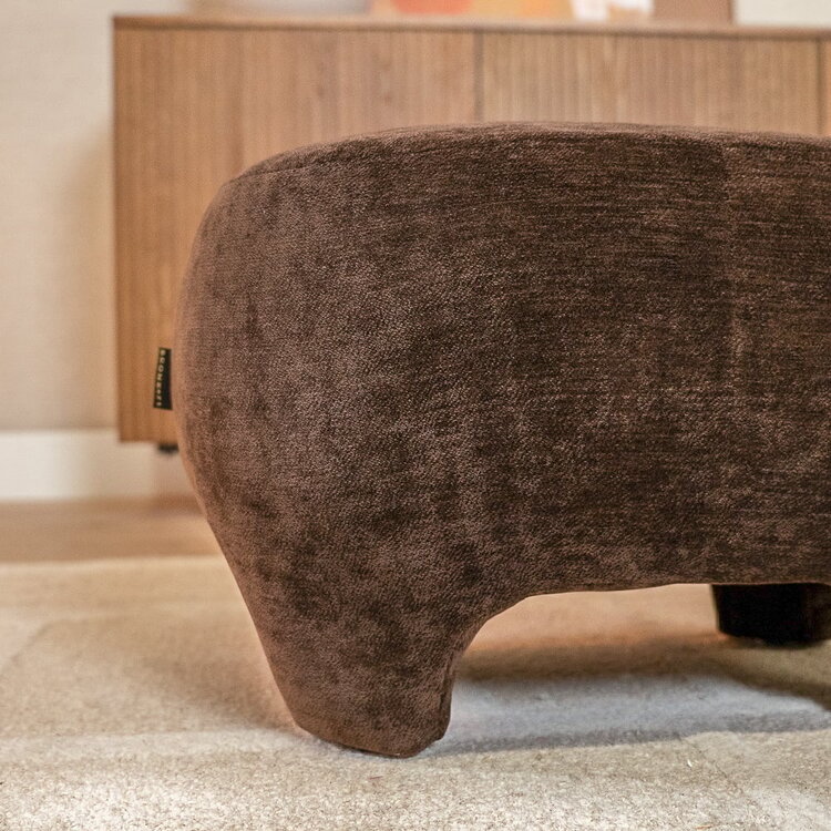 Fauteuil avec pouf Emma velours brun