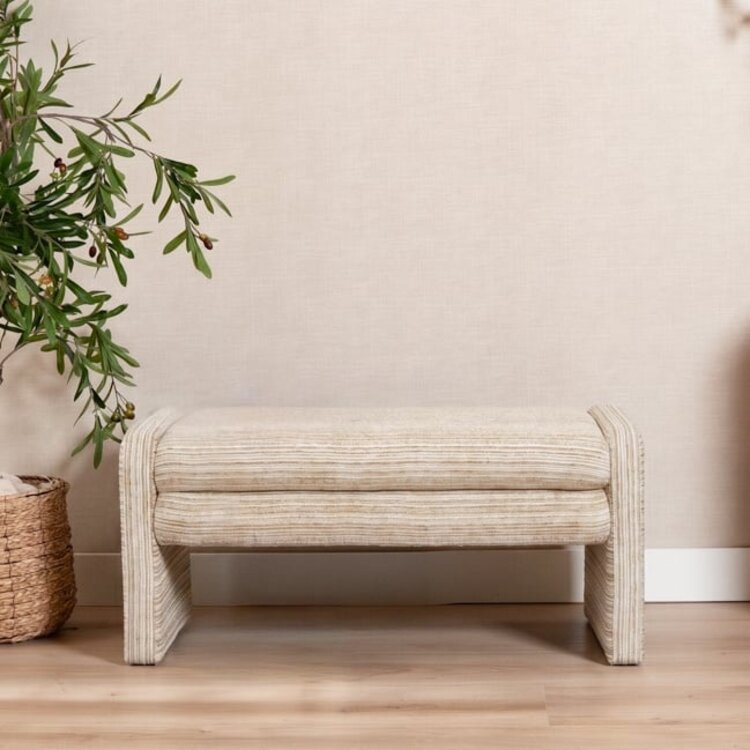 Banc de salle à manger Ravi chenille beige/taupe 100 cm